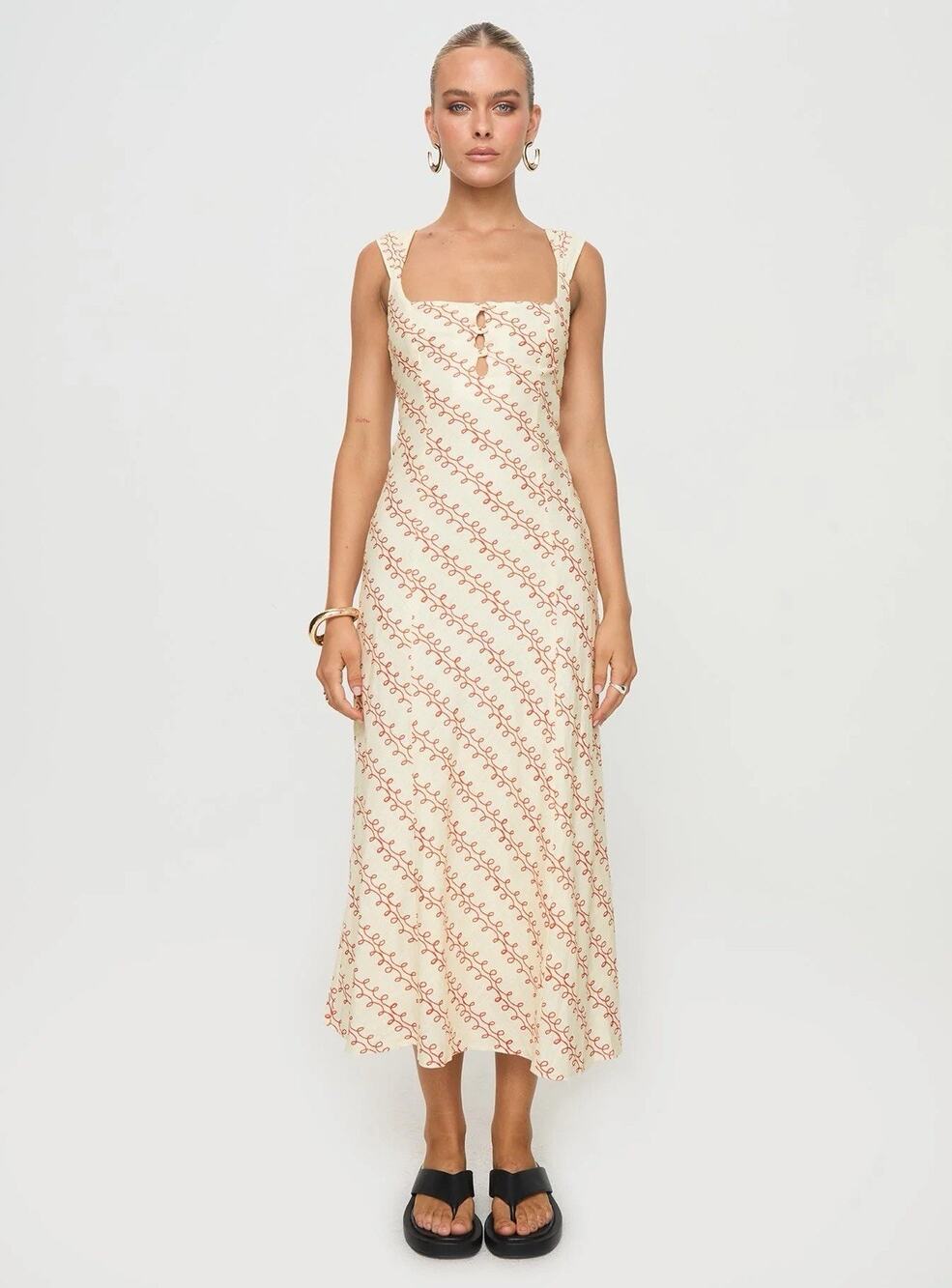 Princess Polly Chosen Girl Linen Midi Dress Pink 4